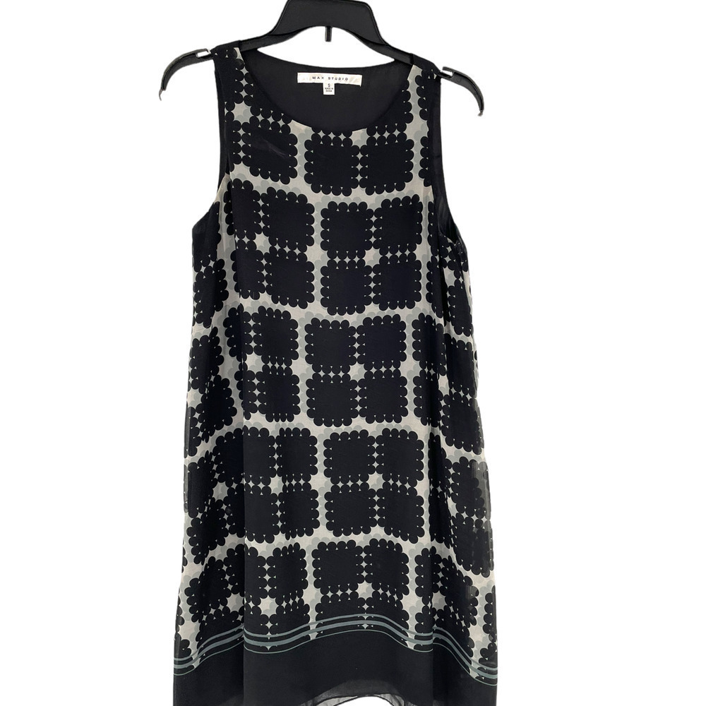 MAX STUDIO BLACK AND WHITE SLEEVELESS SWING STYLE DRESS - Picture 3 of 10